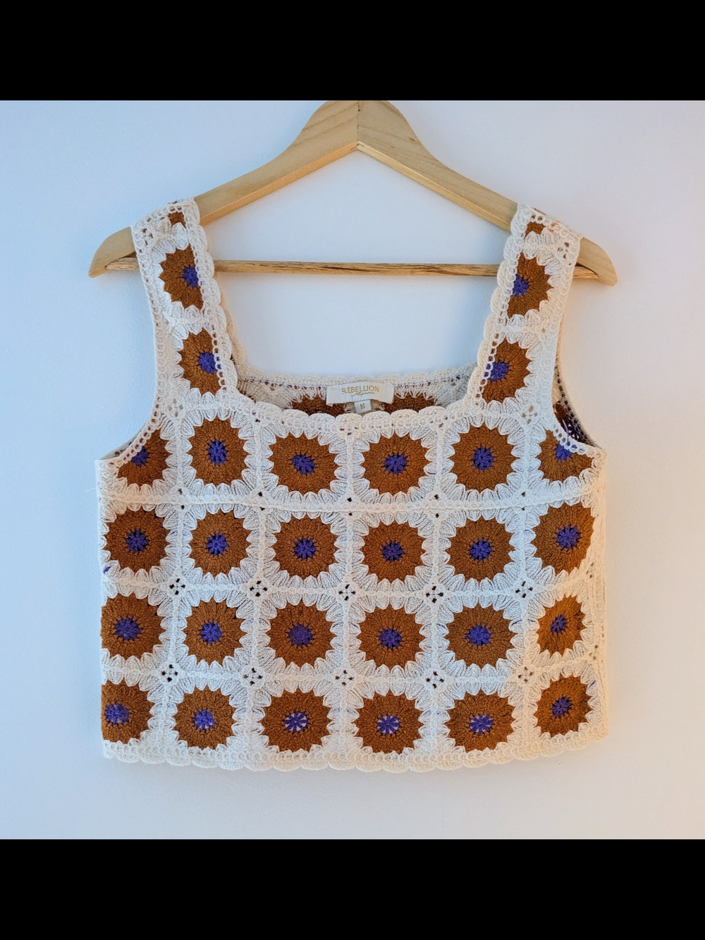 Rebellion Crochet Top Size M, 70s Style